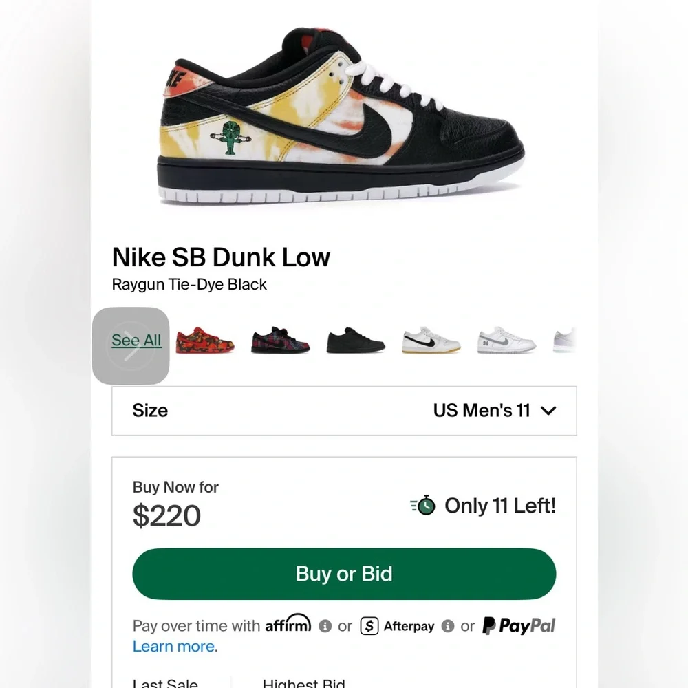 NIKE SB DUNK LOW | Raygun Tie-Dye Black | Size 11M - Picture 9 of 9